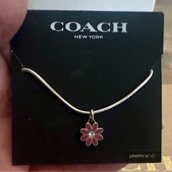 Coach Jewelry - Coach Dainty Mini Purple Enamel Crystal Daisy Pendant .925 Necklace
